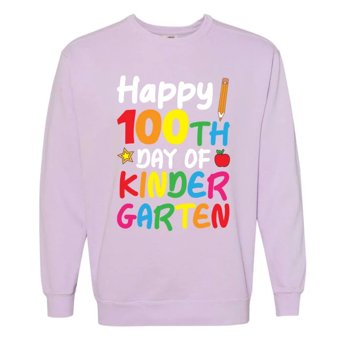 Happy 100th Day Of Kindergarten Teacher Or Student Cool Gift Garment-Dyed Sweatshirt