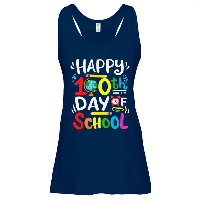 Happy 100th Day Of School 100 Days Of School Teacher Student Ladies Essential Flowy Tank