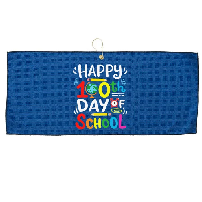 Happy 100th Day Of School 100 Days Of School Teacher Student Large Microfiber Waffle Golf Towel