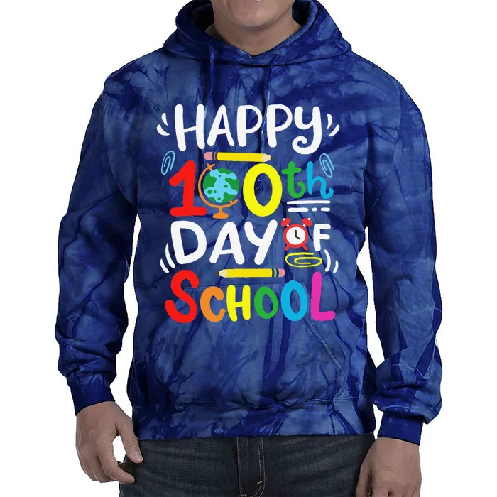 Happy 100th Day Of School 100 Days Of School Teacher Student Tie Dye Hoodie