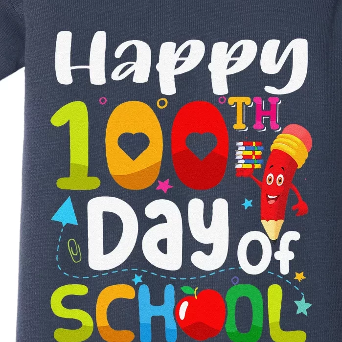 Happy 100th Day Of School 100 Days Of School Teacher Student Baby Bodysuit