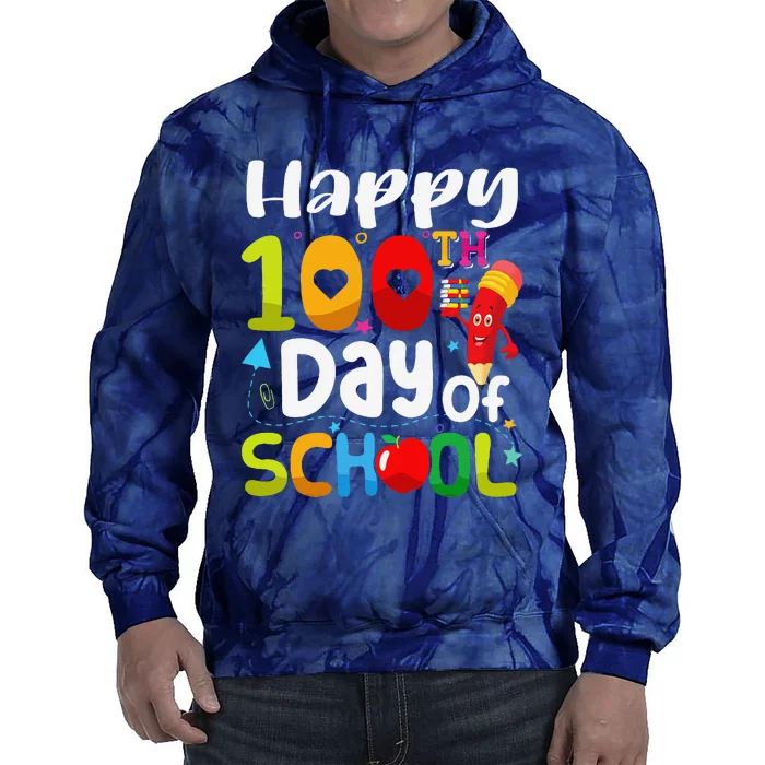 Happy 100th Day Of School 100 Days Of School Teacher Student Tie Dye Hoodie