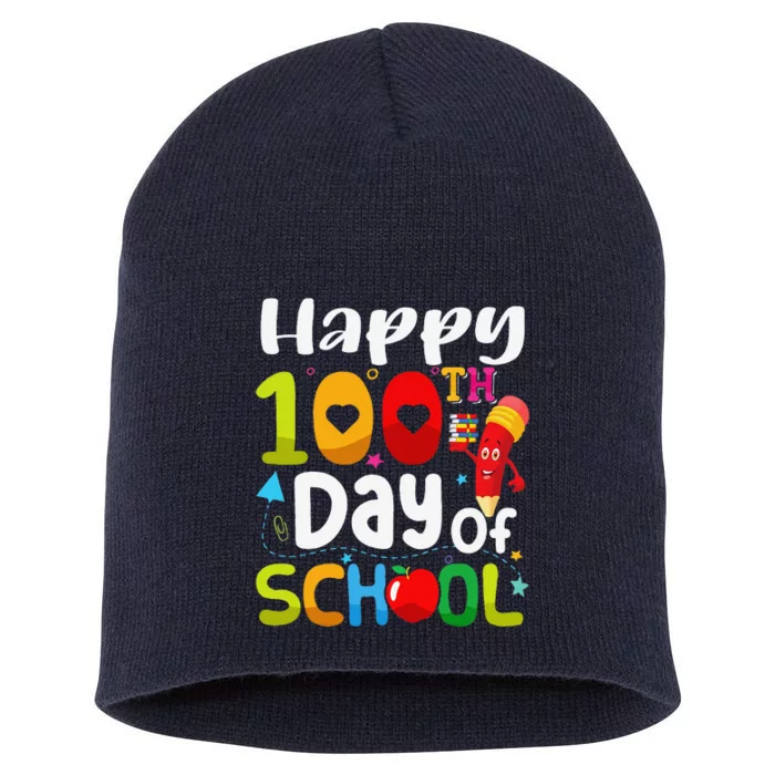 Happy 100th Day Of School 100 Days Of School Teacher Student Short Acrylic Beanie