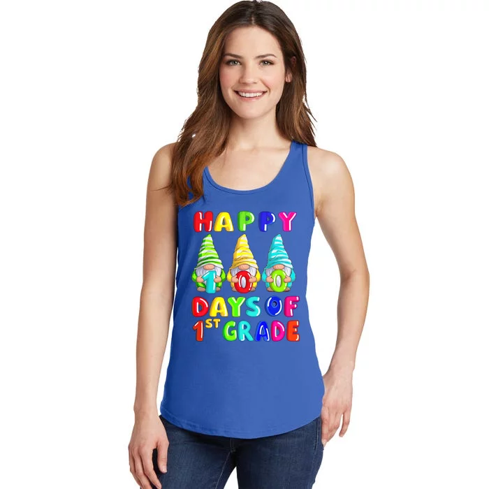 Happy 100th Day Of School First 1st Grade Gnome Teacher Gift Ladies Essential Tank