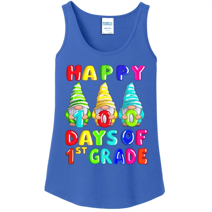 Happy 100th Day Of School First 1st Grade Gnome Teacher Gift Ladies Essential Tank