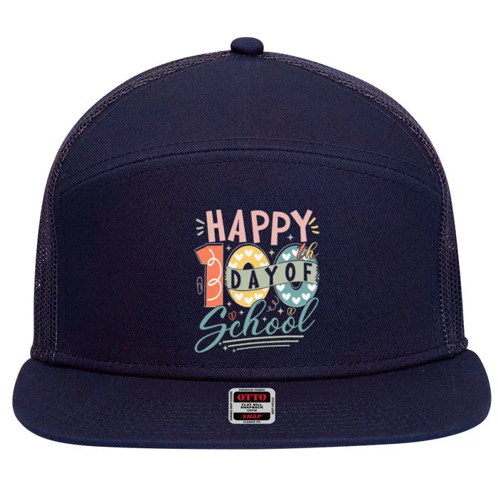 Happy 100th Day Of School 100 Days Of School Teacher Student 7 Panel Mesh Trucker Snapback Hat