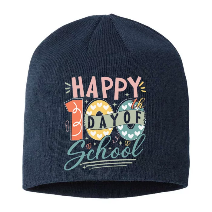 Happy 100th Day Of School 100 Days Of School Teacher Student 8 1/2in Sustainable Knit Beanie