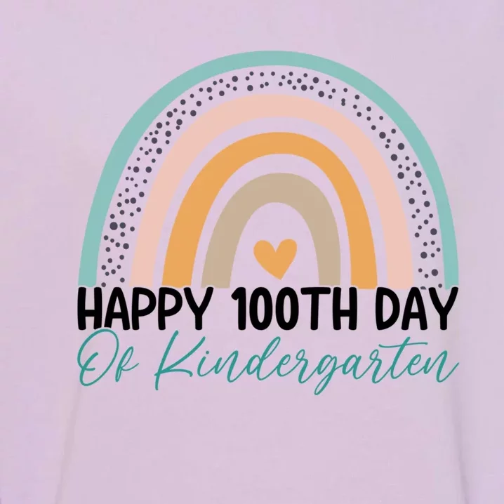 Happy 100th Day Of Kindergarten Teacher Rainbow 100 Days Gift Garment-Dyed Sweatshirt