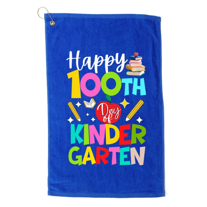 Happy 100th Day Of Kindergarten Teachers Students 100 Days Funny Gift Platinum Collection Golf Towel