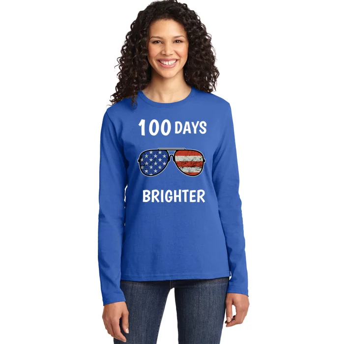 Happy 100th Day Of School 100 Days Brighter Love Sunglasses Gift Ladies Long Sleeve Shirt