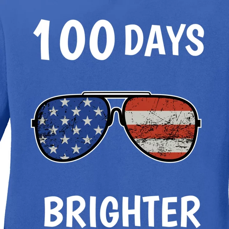 Happy 100th Day Of School 100 Days Brighter Love Sunglasses Gift Ladies Long Sleeve Shirt