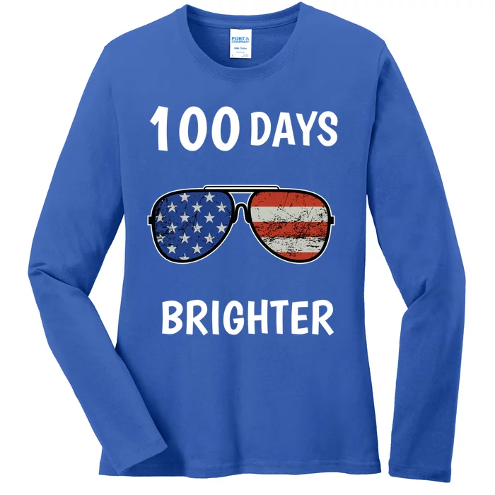 Happy 100th Day Of School 100 Days Brighter Love Sunglasses Gift Ladies Long Sleeve Shirt