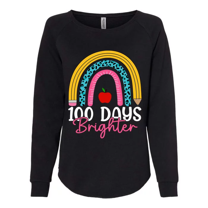 Happy 100th Day Of School 100 Days Brighter Teacher Rainbow Gift Womens California Wash Sweatshirt