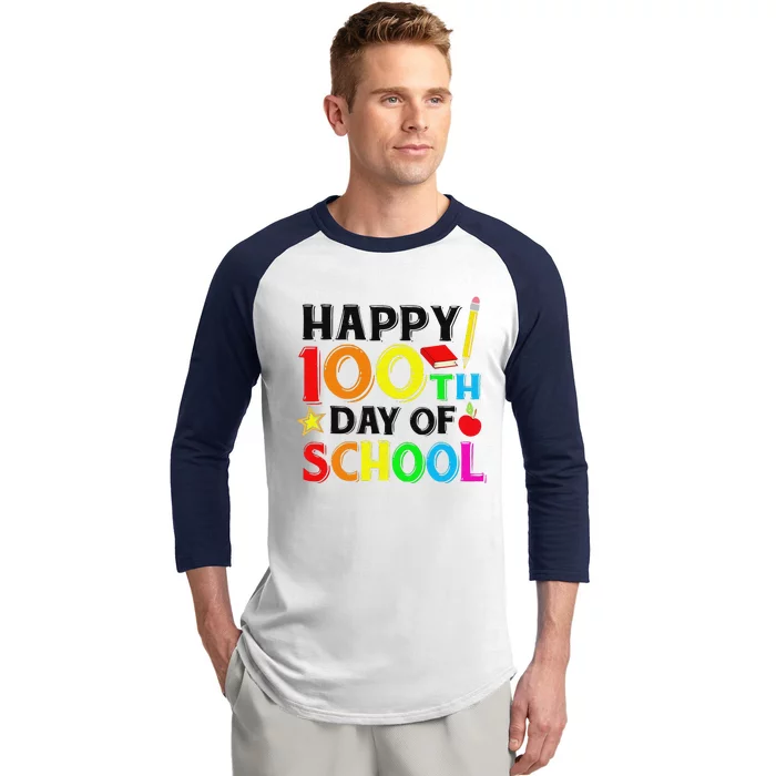 Happy 100th Day of School Teacher or Student Baseball Sleeve Shirt