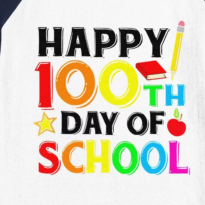 Happy 100th Day of School Teacher or Student Baseball Sleeve Shirt