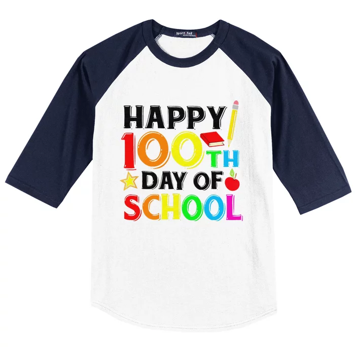 Happy 100th Day of School Teacher or Student Baseball Sleeve Shirt