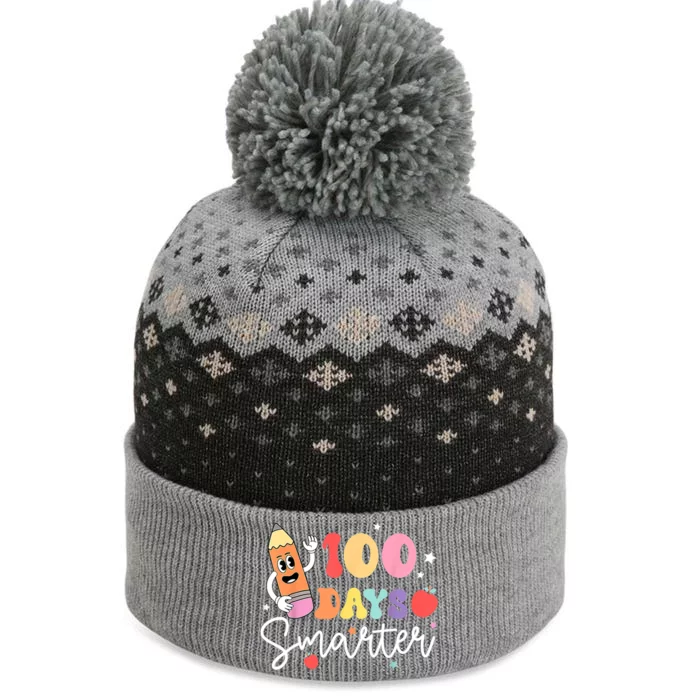 Happy 100 Days Of School 100 Days Smarter Brighter Groovy Gift The Baniff Cuffed Pom Beanie