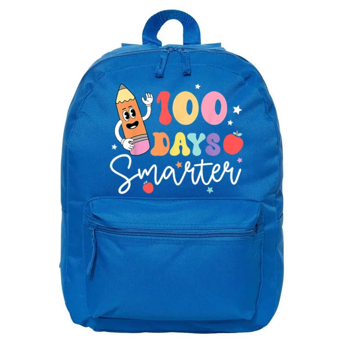 Happy 100 Days Of School 100 Days Smarter Brighter Groovy Gift 16 in Basic Backpack