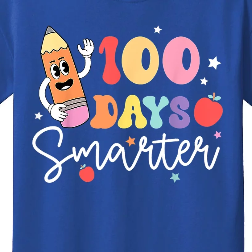 Happy 100 Days Of School 100 Days Smarter Brighter Groovy Gift Kids T-Shirt