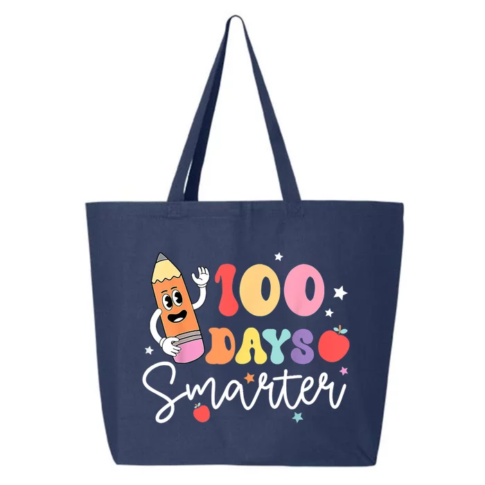 Happy 100 Days Of School 100 Days Smarter Brighter Groovy Gift 25L Jumbo Tote