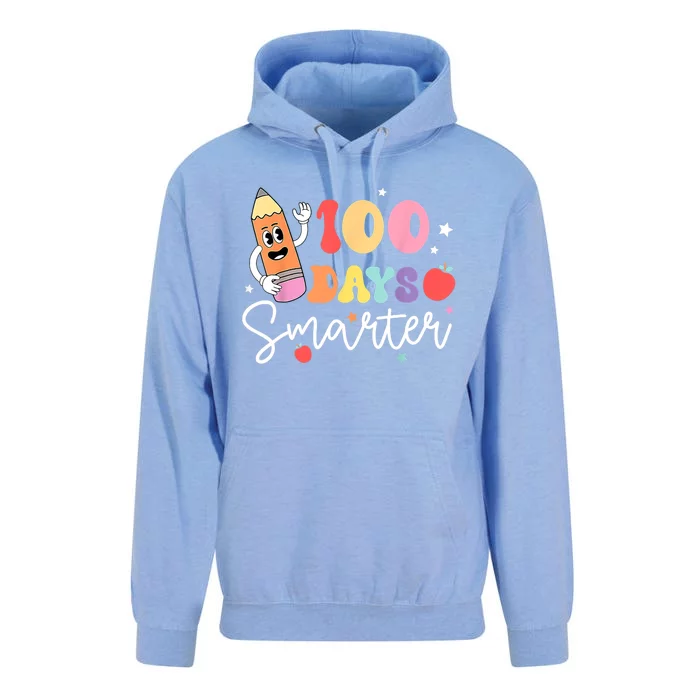 Happy 100 Days Of School 100 Days Smarter Brighter Groovy Gift Unisex Surf Hoodie