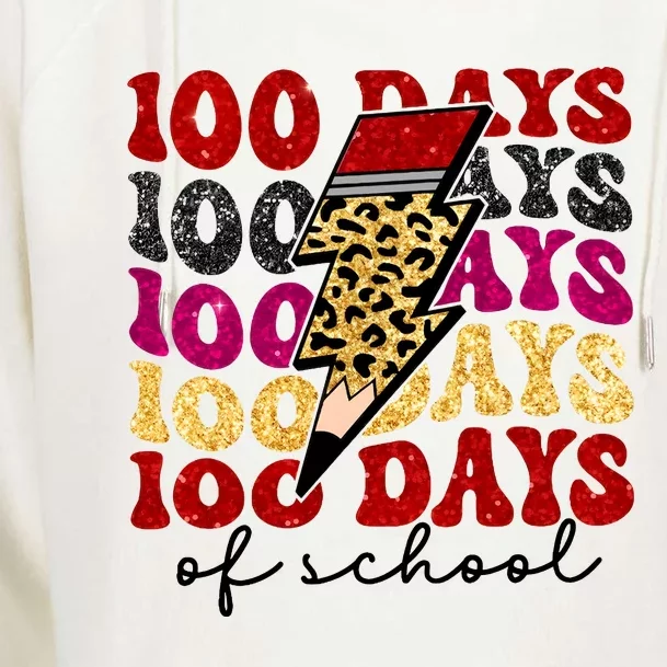 Happy 100 Days Of School Faux Womens Funnel Neck Pullover Hood