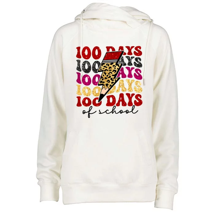 Happy 100 Days Of School Faux Womens Funnel Neck Pullover Hood