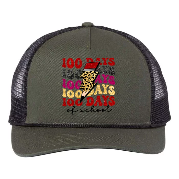 Happy 100 Days Of School Faux Retro Rope Trucker Hat Cap