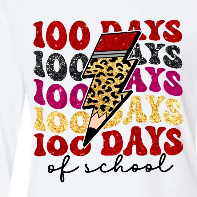 Happy 100 Days Of School Faux Womens Cotton Relaxed Long Sleeve T-Shirt