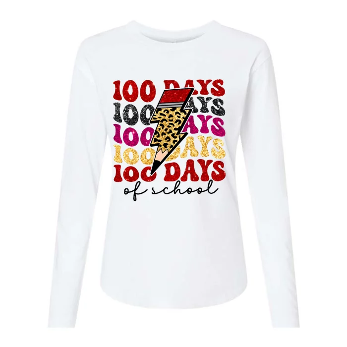 Happy 100 Days Of School Faux Womens Cotton Relaxed Long Sleeve T-Shirt