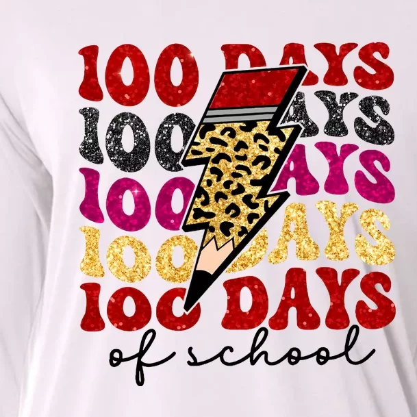 Happy 100 Days Of School Faux Cooling Performance Long Sleeve Crew