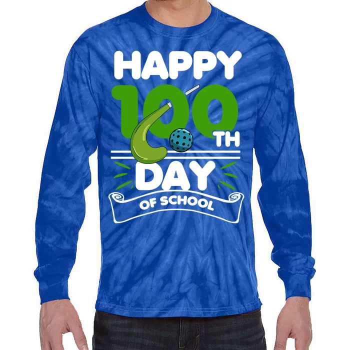 Happy 100Th Day Of School Field Hockey Player Sports Meaningful Gift Tie-Dye Long Sleeve Shirt