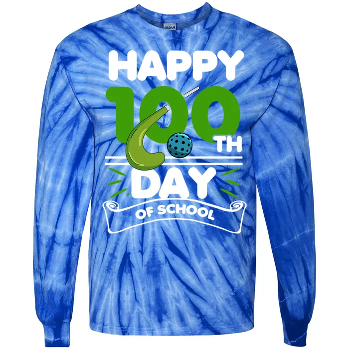 Happy 100Th Day Of School Field Hockey Player Sports Meaningful Gift Tie-Dye Long Sleeve Shirt