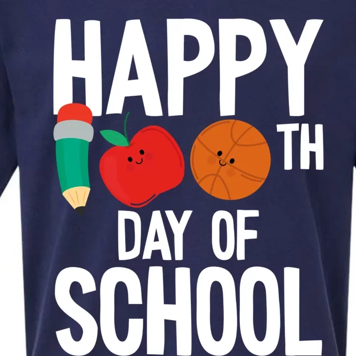 Happy 100th Day Of School 100 Days Kindergarten Pregiftk Gift Sueded Cloud Jersey T-Shirt