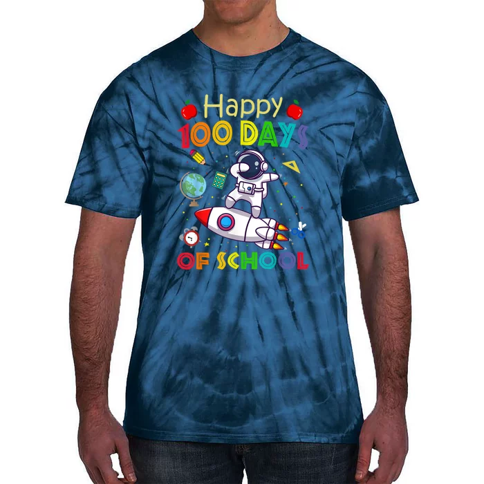 Happy 100 Days Of School Astronaut Outer Space Tie-Dye T-Shirt