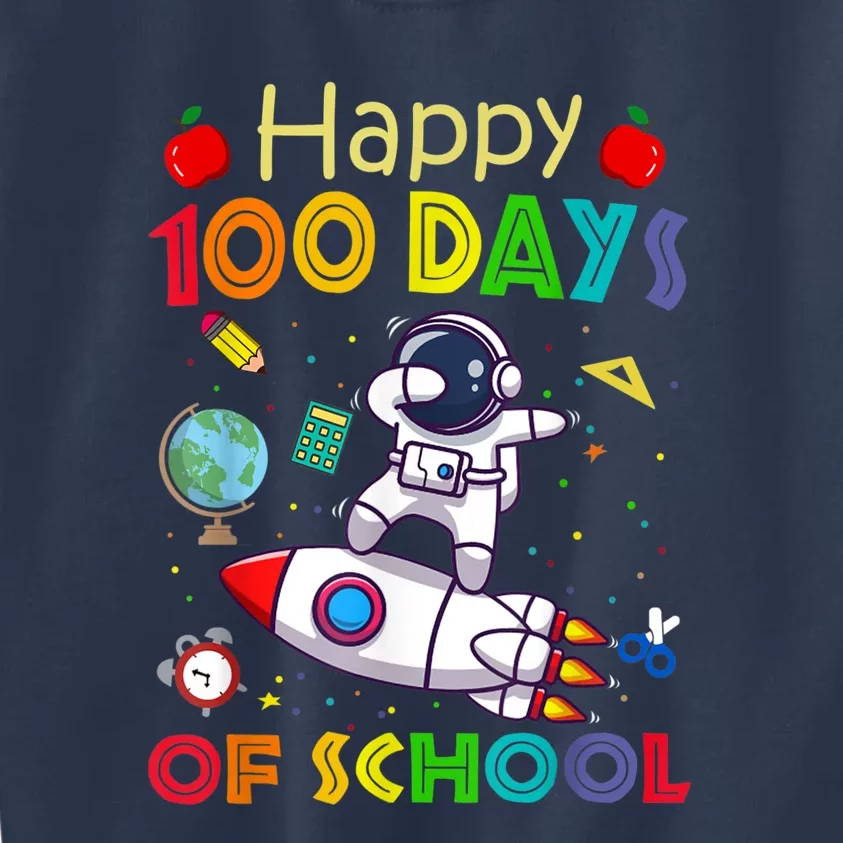 Happy 100 Days Of School Astronaut Outer Space Kids Sweatshirt