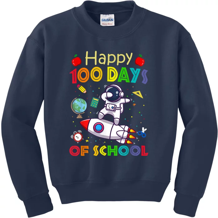 Happy 100 Days Of School Astronaut Outer Space Kids Sweatshirt