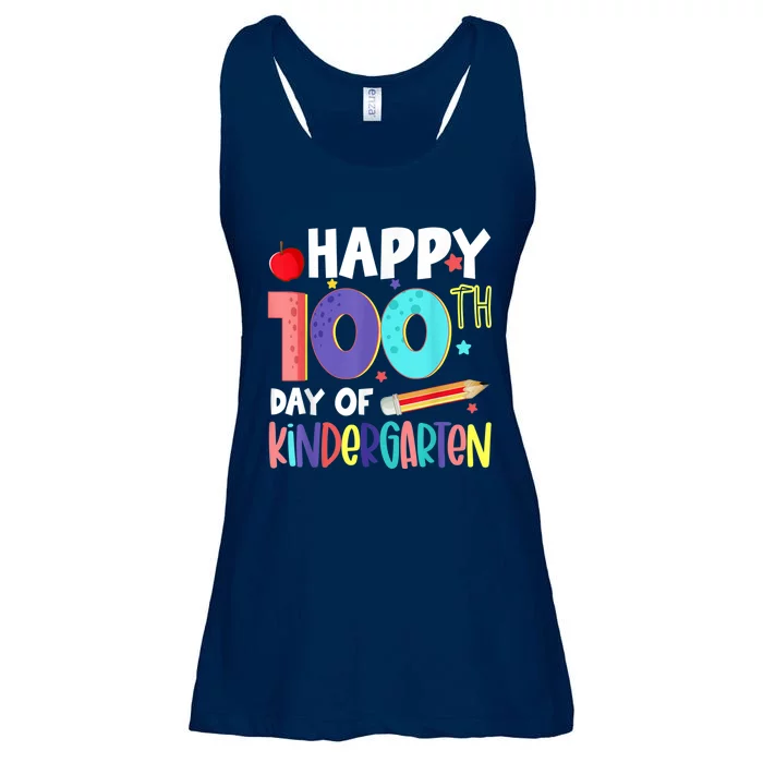 Happy 100th Day Of Kindergarten 100 Days Of School Ladies Essential Flowy Tank