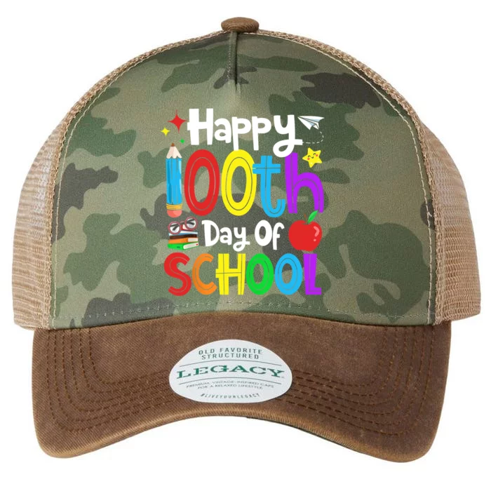 Happy 100th Day Of School Students Teachers 100 Days Legacy Tie Dye Trucker Hat