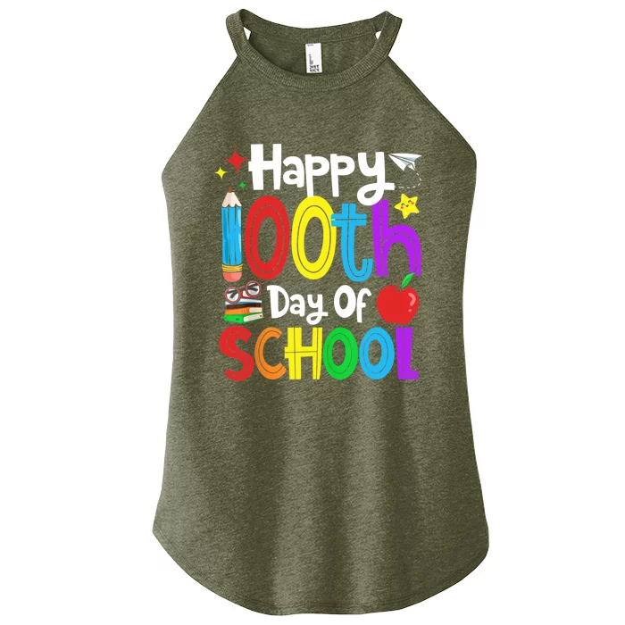 Happy 100th Day Of School Students Teachers 100 Days Women’s Perfect Tri Rocker Tank