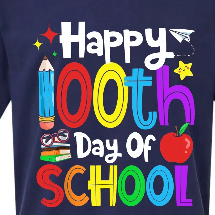 Happy 100th Day Of School Students Teachers 100 Days Sueded Cloud Jersey T-Shirt