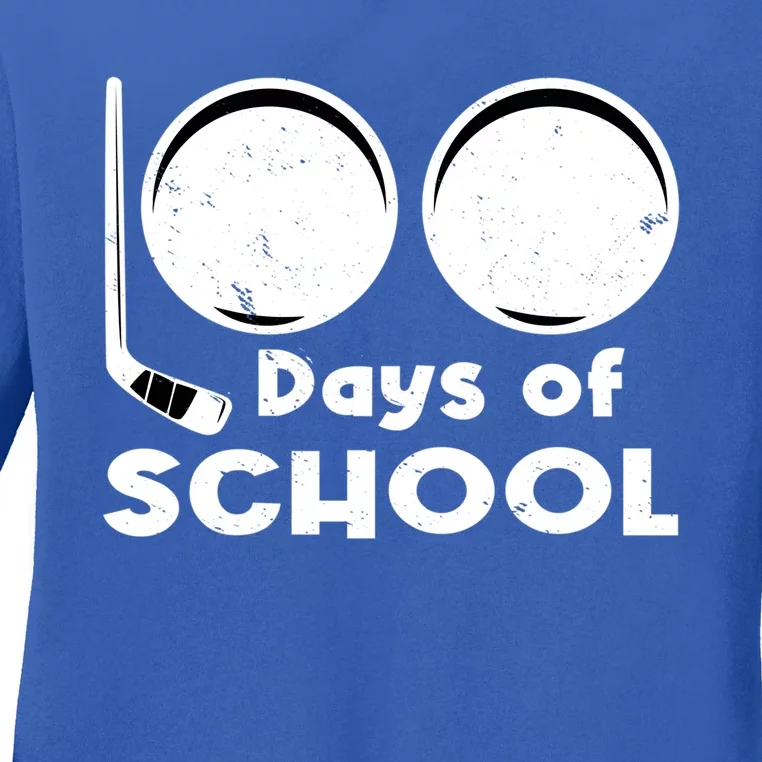 Happy 100 Days Of School Hockey For Teacher And Gift Ladies Long Sleeve Shirt