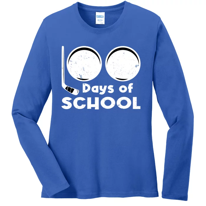 Happy 100 Days Of School Hockey For Teacher And Gift Ladies Long Sleeve Shirt