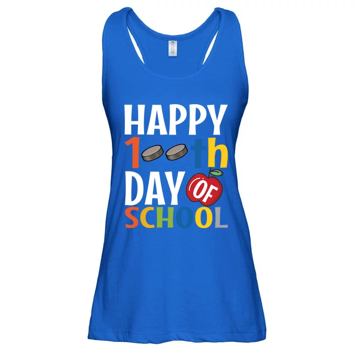 Happy 100Th Day Of School Hockey Teacher Student Gift Ladies Essential Flowy Tank