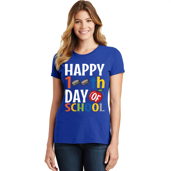 Happy 100Th Day Of School Hockey Teacher Student Gift Women's T-Shirt