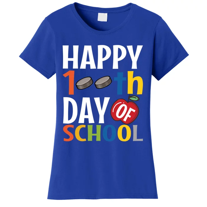 Happy 100Th Day Of School Hockey Teacher Student Gift Women's T-Shirt