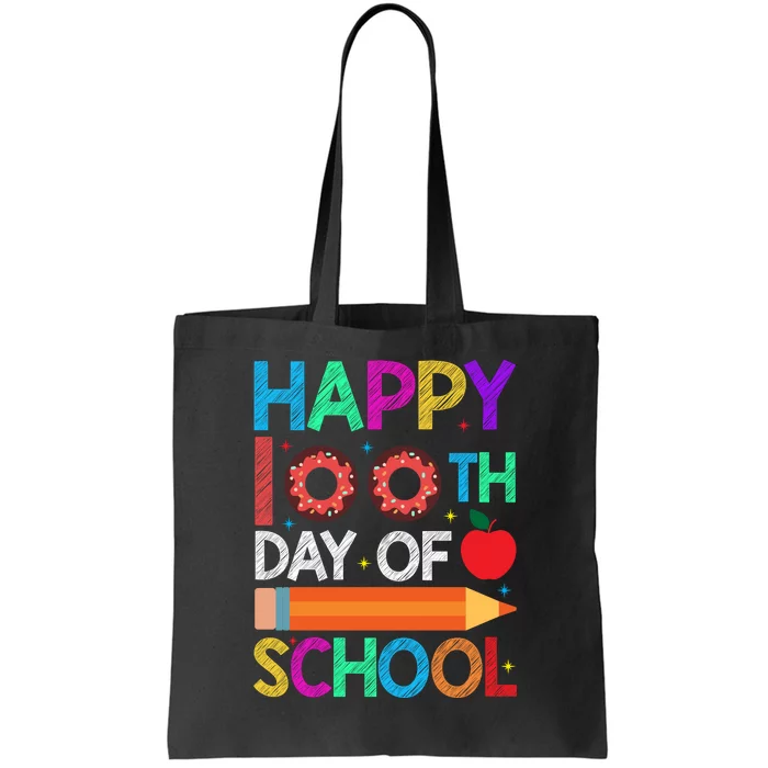 Cute Donut Happy 100th Day Of School 100 Days Teacher Kid Tote Bag