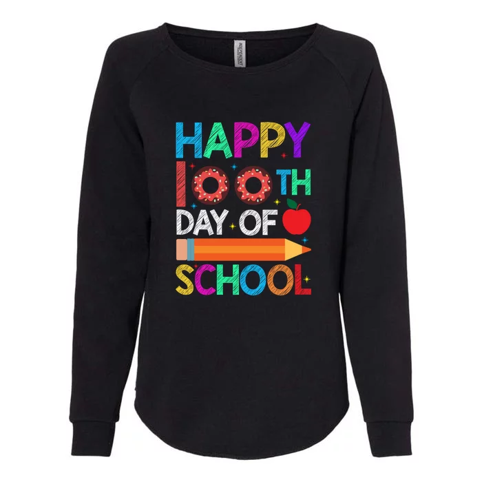 Cute Donut Happy 100th Day Of School 100 Days Teacher Kid Womens California Wash Sweatshirt