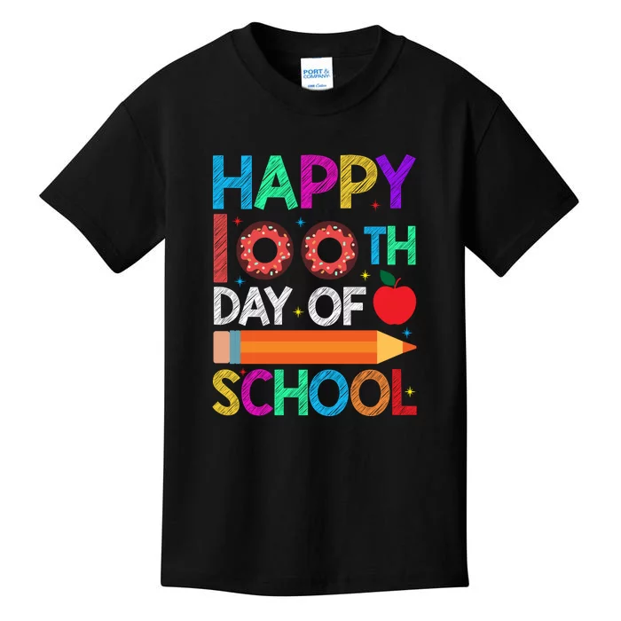 Cute Donut Happy 100th Day Of School 100 Days Teacher Kid Kids T-Shirt