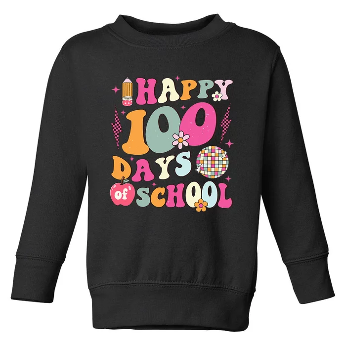 Happy 100 Days Of School Retro Disco 100th Day Of School Toddler Sweatshirt